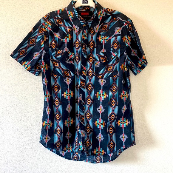 COPY - ROCK AND ROLL DENIM Modern Fit. Western short-sleeve shirt. Size L - Picture 1 of 4